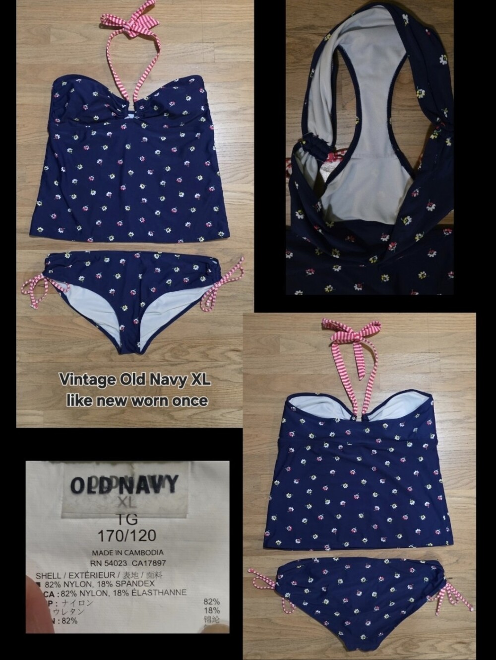 Vintage 1990's Old Navy Two-piece Tankini/Bikini, Like-New Sz XL!